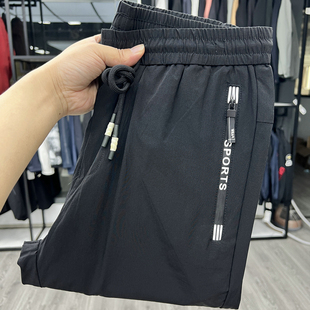 往后的形式~~处理运动休闲裤薄款锦氨混纺微弹直筒长裤子男士显瘦