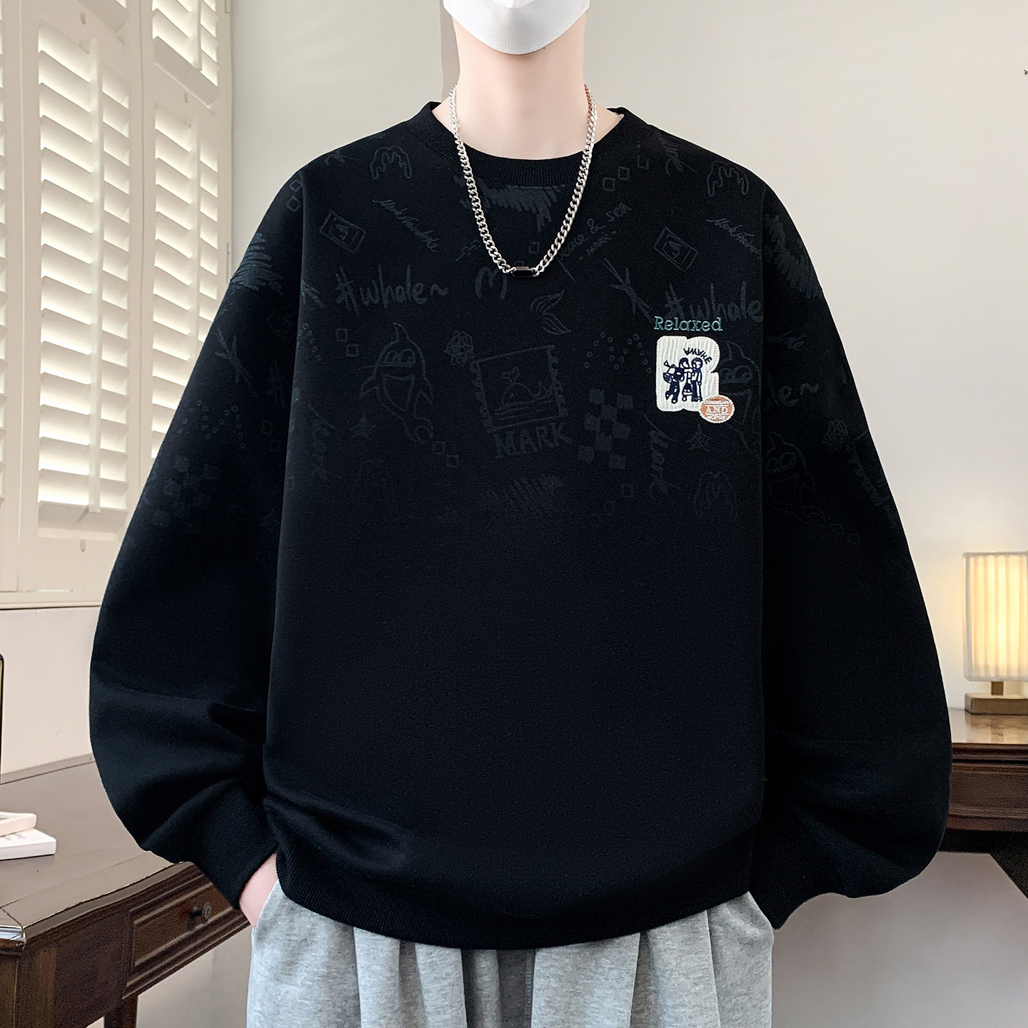 13青少年春秋季圆领卫衣男孩12-15岁初中学生长袖t恤14大童打底衫