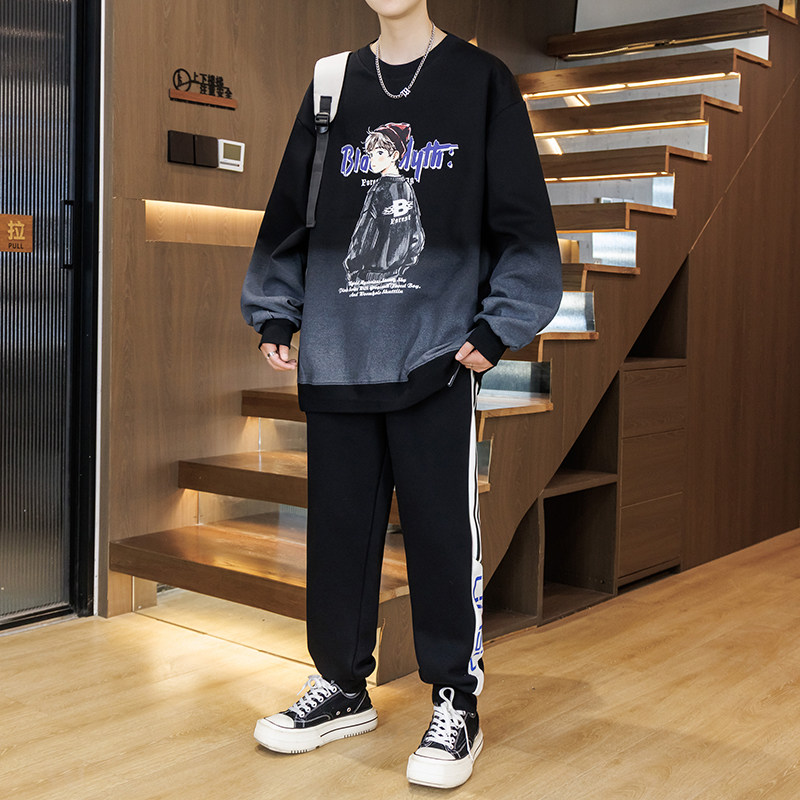 春秋季卫衣打底衫套装男孩13中学生14帅气15岁青少年大童长袖T恤