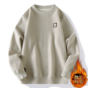 13青少年潮流一体绒毛衣15岁帅气初中学生14男孩大童加绒加厚线衣