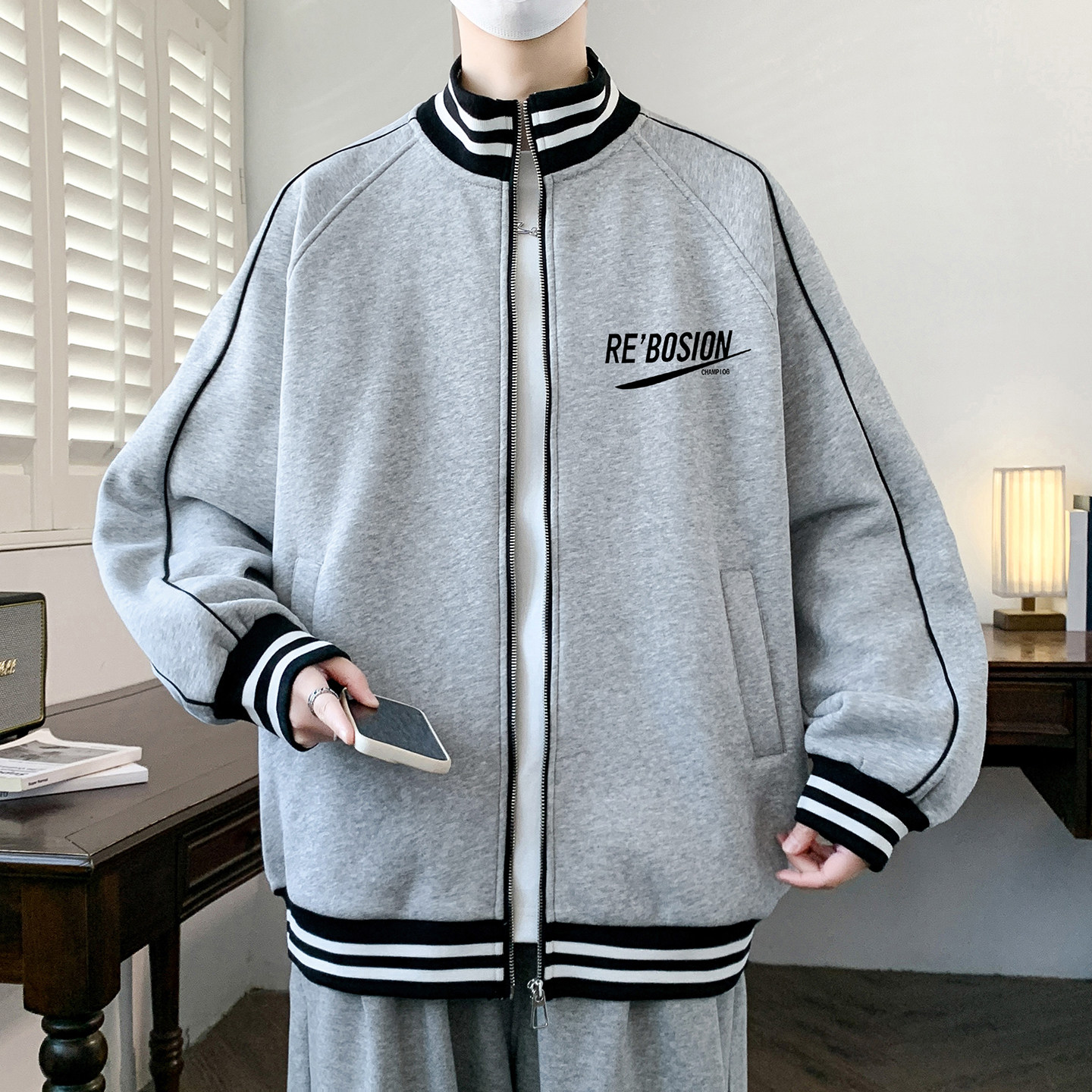 春季13青少年宽松运动卫衣外套男孩15岁初中学生14大童棒球服开衫