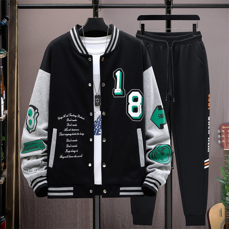 13青少年潮流运动外套14男孩初中学生15岁大童纯棉棒球服夹克套装