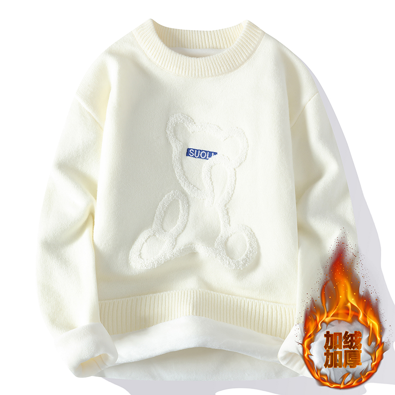 冬季13男孩宽松打底毛衣14加绒加厚15岁初中学生16大童男装针织衫