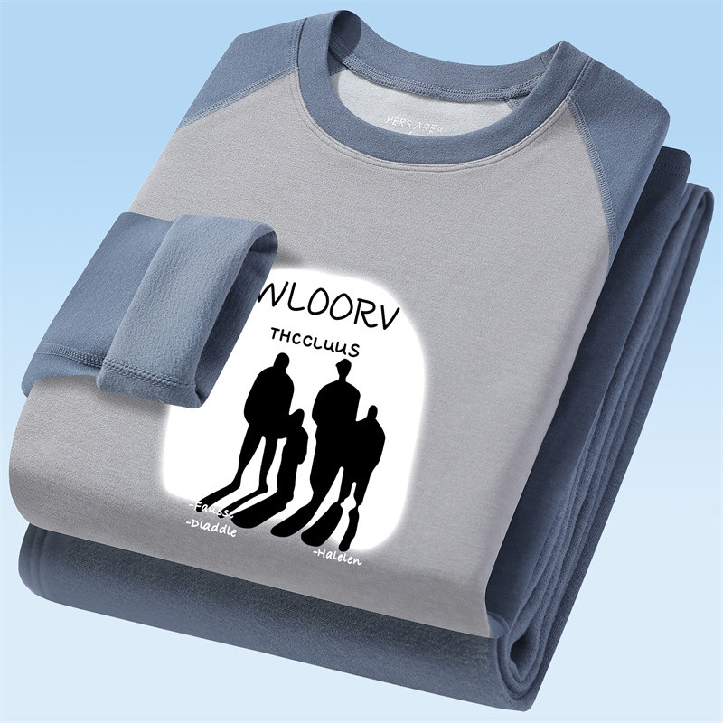 冬季大童德绒保暖内衣套装初中高中生自发热青少年秋衣秋裤打底衫