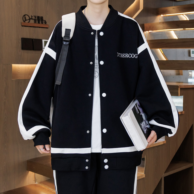 初中学生宽松运动棒球服外套13岁男孩春装14大童15青少年卫衣开衫