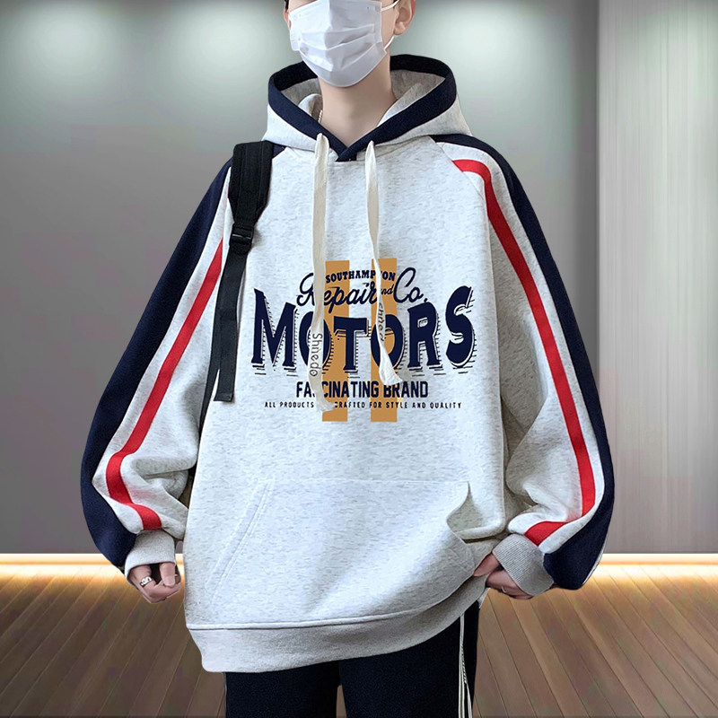 春秋季连帽卫衣男孩12-15岁初中学生青少年14大童潮流帅气长袖T恤