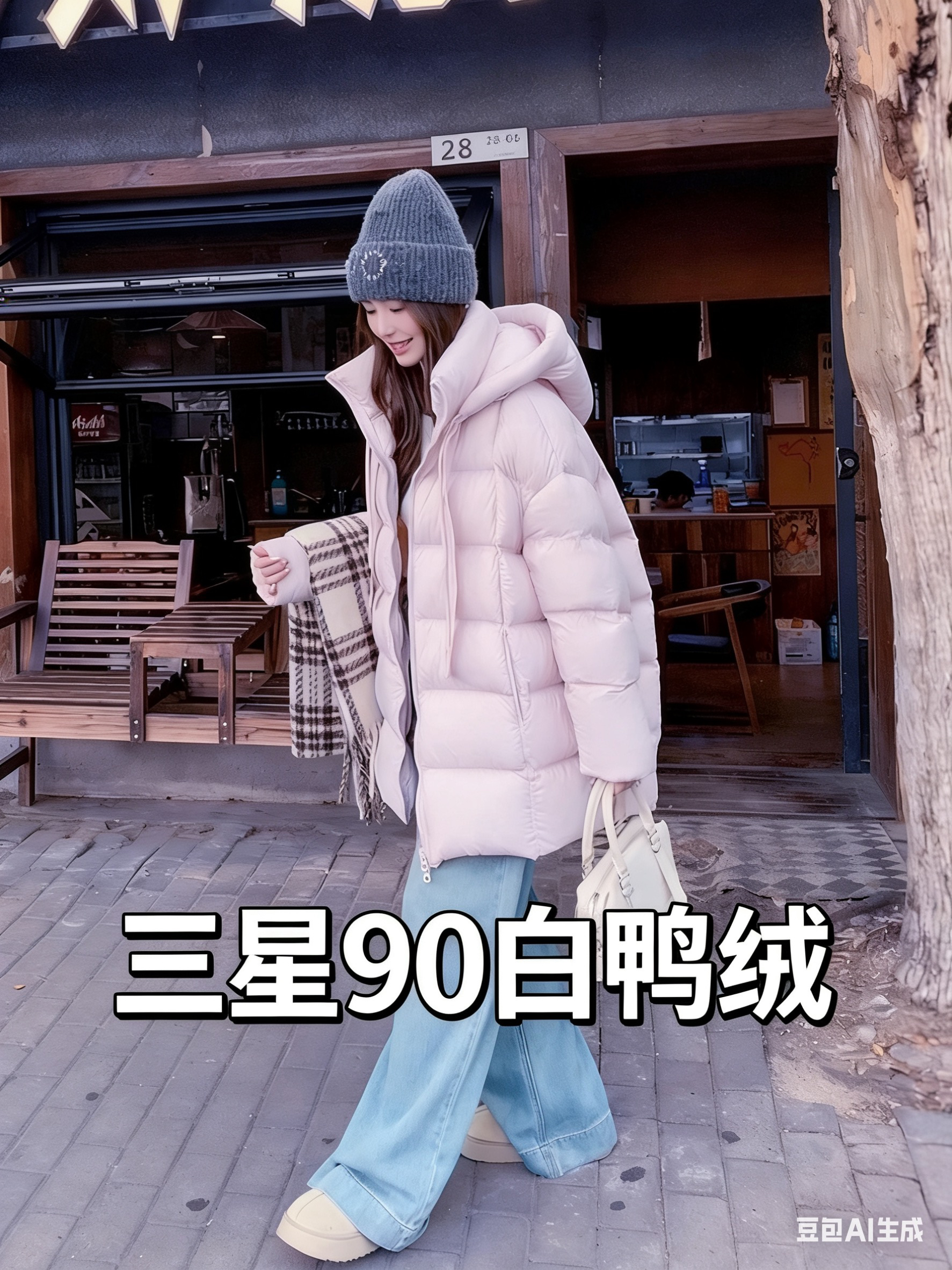 90绒纯色连帽羽绒服2025冬新款女士简约宽松保暖小个子白鸭绒外套