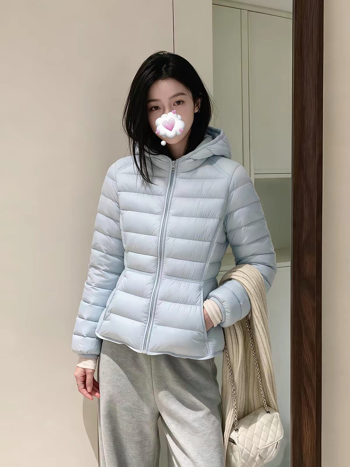 2026秋冬新款90白鸭绒羽绒服女小蛮腰短款连帽保暖排骨服外套潮女