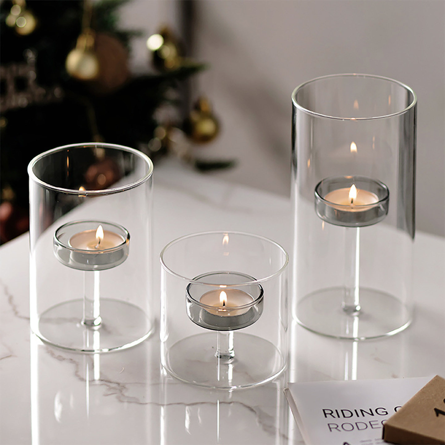 简约小烛台玻璃蜡烛杯摆件西餐厅样板间装饰品烛光晚餐浪漫道具