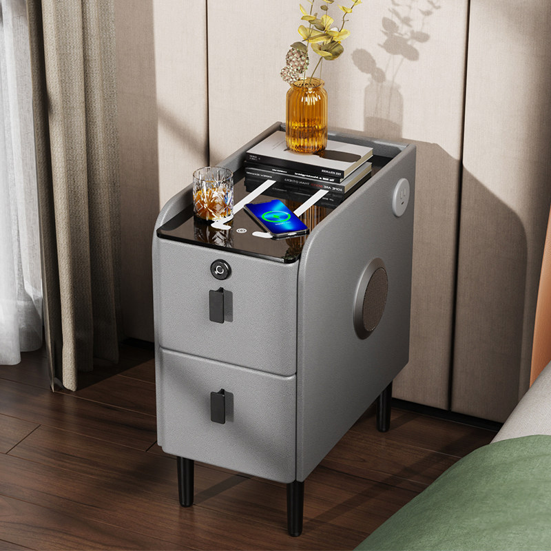 超窄小型智能床头柜无线充电指纹锁实木简约现代轻奢极窄边床边柜,住宅家具,床头柜,淘宝优惠券,粉丝福利购,淘宝优惠卷