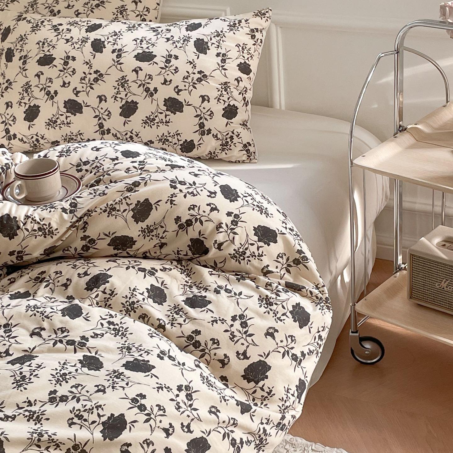 黑茶幽月|A类母婴级全棉天竺棉床上四件套纯棉针织棉床单被套床品