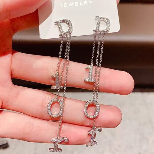 新款时尚线条耳环设计感微镶精致