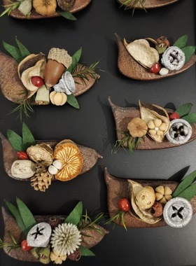 云南大理苍山果实冰箱贴森系磁铁风干刀角豆底座