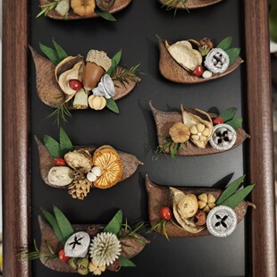 云南大理苍山果实冰箱贴森系磁铁风干刀角豆底座