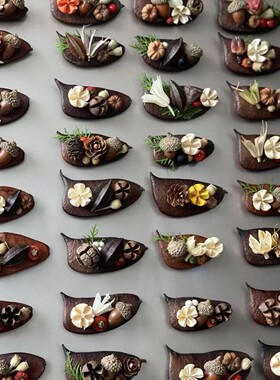 新款 云南大理苍山果实冰箱贴森系磁铁风干刀角豆底座装饰摆件