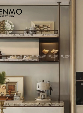 本墨 咖啡吧台摆件高级感水吧台装饰样板间中古风老钱风软装组合