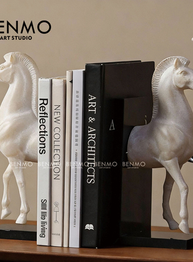 本墨 轻奢高档马摆件客厅装饰书房办公桌书档复古艺术电视柜软装