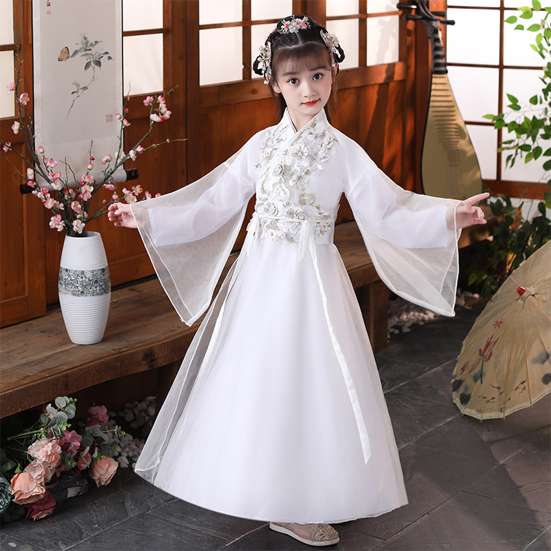 女童汉服春装儿童古装超仙襦裙中国风12岁女孩公主裙子洋气连衣裙