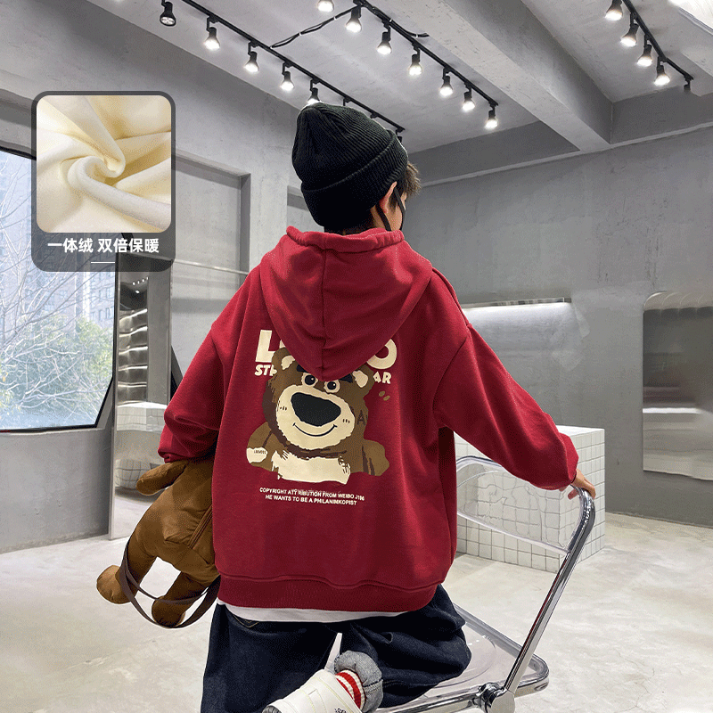 男童一体绒卫衣加绒加厚