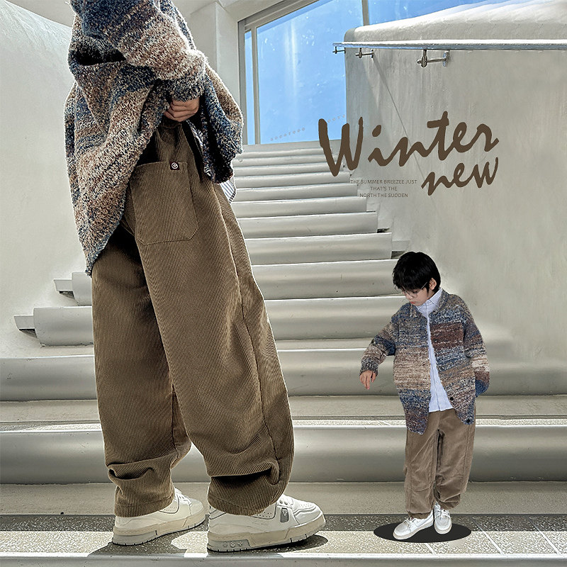 男童加绒裤子大童洋气长裤