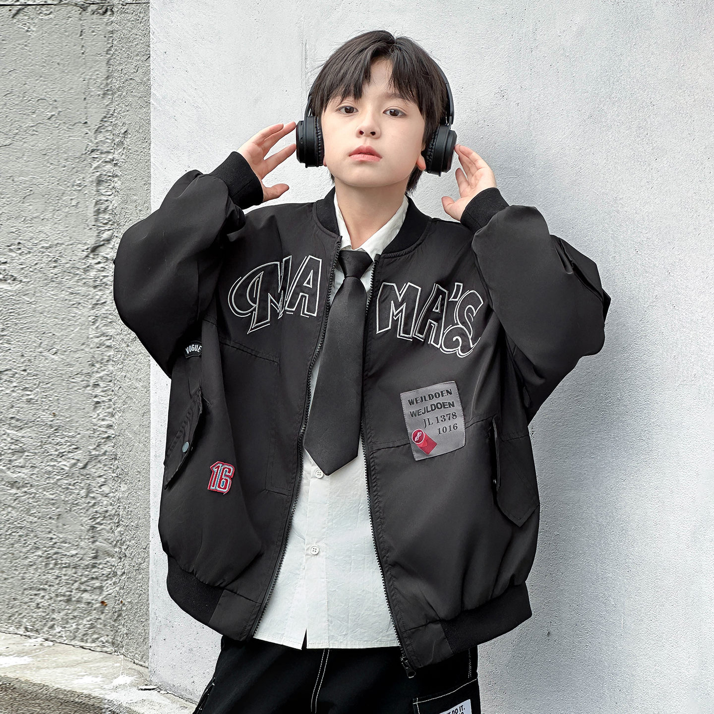 痞帅工装飞行夹克外套男童