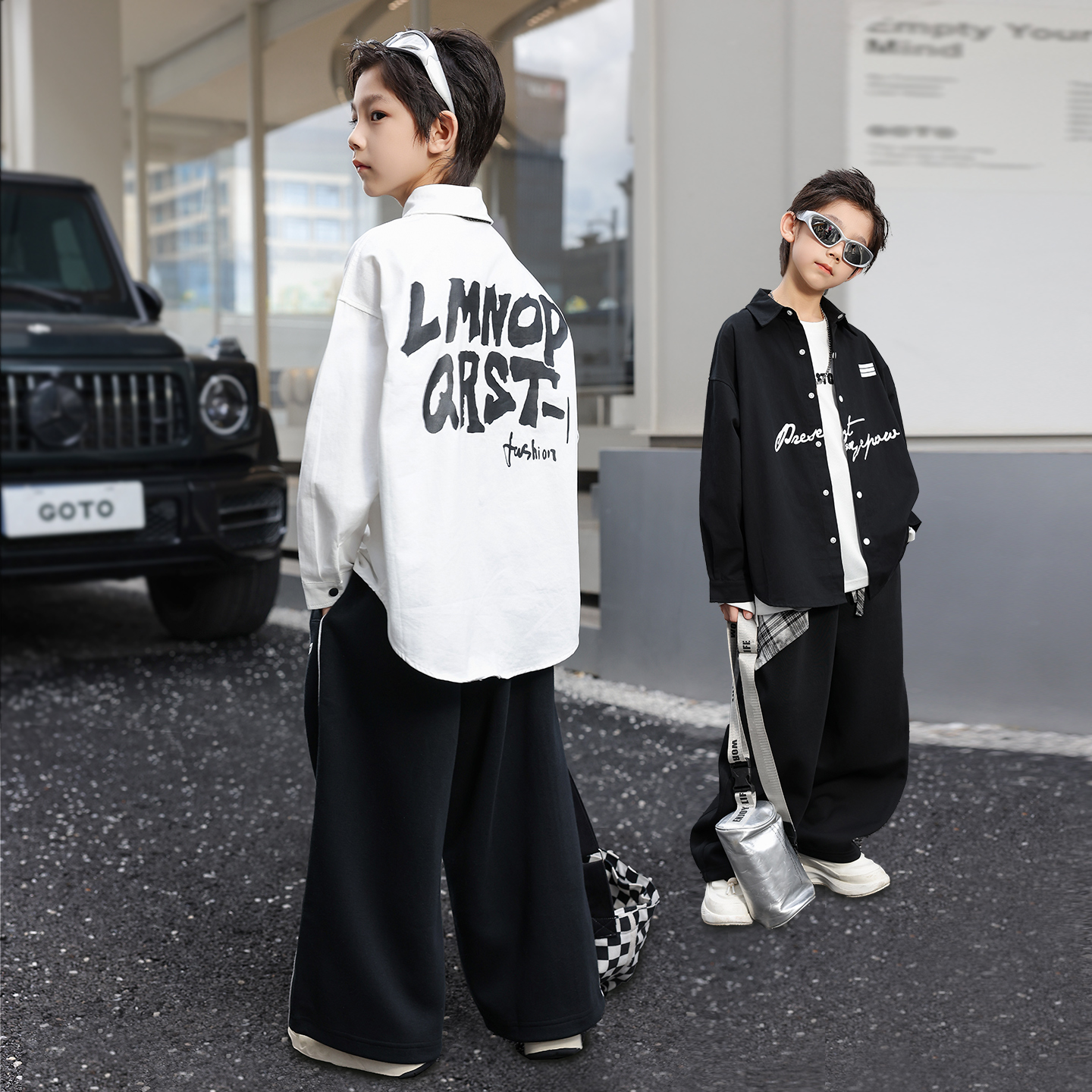 酷帅时髦男童秋季长袖衬衫