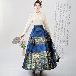 新款中式国风改良复古汉服织金妆花马面裙万象更新日常女装半身裙