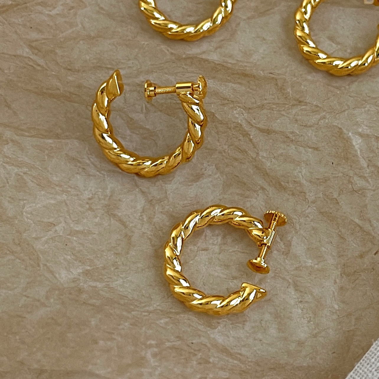 「金麻花」无痛耳夹升级！复古麻花圈圈耳环女无耳洞耳饰耳钉