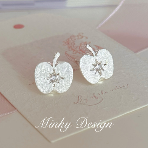 Minky「星芒苹果」纯手工拉丝苹果耳钉蚊香盘耳夹无耳洞耳环耳饰