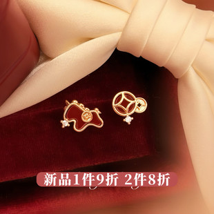 「跃马欢歌」马上有钱耳钉硅胶耳夹无耳洞精致小马耳环小众耳饰女
