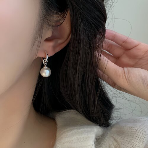 「鲛珠」刘亦菲同款施家珍珠耳环蚊香盘耳夹女精致耳饰气质款耳扣