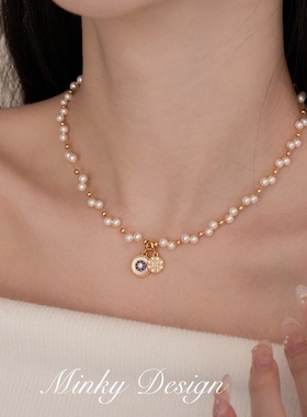 「珍珠圆舞曲」双层珍珠项链缠绕设计感锁骨链女款高级感精致颈链