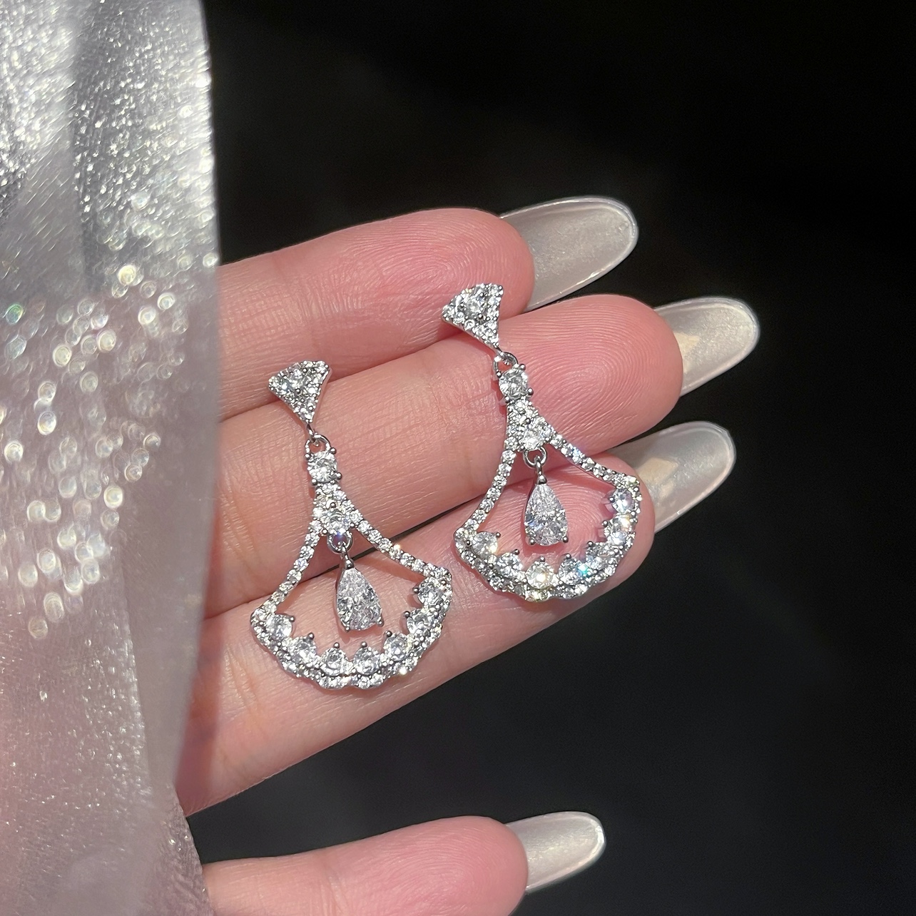 「轻氧少女」气质扇形流苏耳环蚊香盘耳夹无耳洞女耳钉小香风耳饰