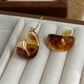 「琥珀余晖」美拉德耳饰蚊香盘耳夹女无耳洞耳扣轻奢复古耳环气质