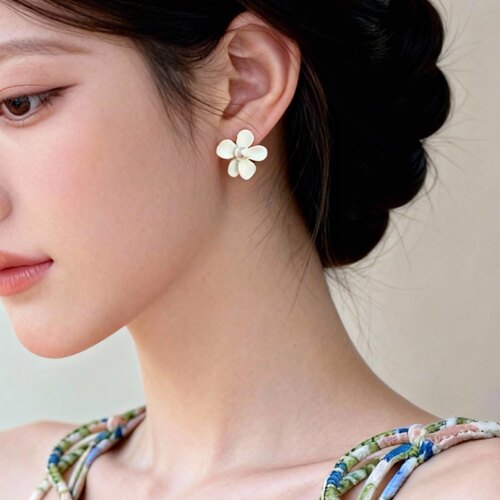 「花香四溢」明星同款花朵气质耳饰蚊香盘耳夹耳环耳钉小清新女