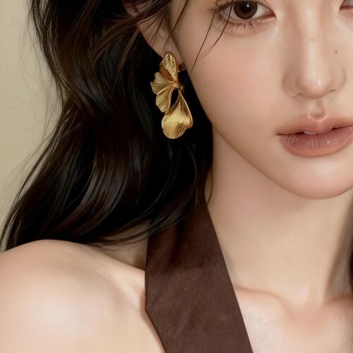 「暮光之城」金色树叶耳坠女高级感耳环耳饰蚊香盘耳夹无耳洞耳钉