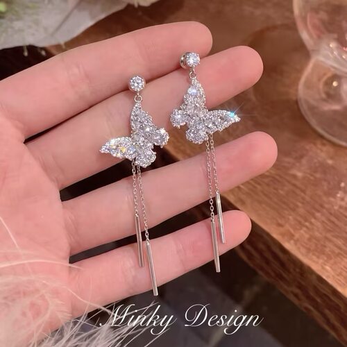 Minky「流光蝶影」一款两戴蝴蝶耳饰蚊香盘耳夹女无耳洞耳钉耳饰