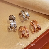 「浮金」高级感爆款 金属菱格耳饰蚊香盘耳夹女无耳洞耳钉耳环耳圈