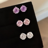 「雾紫山茶」气质千禧切锆石耳夹蚊香盘耳夹女无耳洞精致耳钉耳环