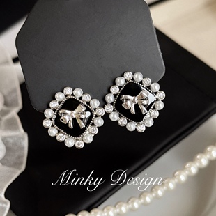 「暗夜礼赞」小巧精致耳钉蚊香盘耳夹无耳洞蝴蝶结耳环可爱耳饰女