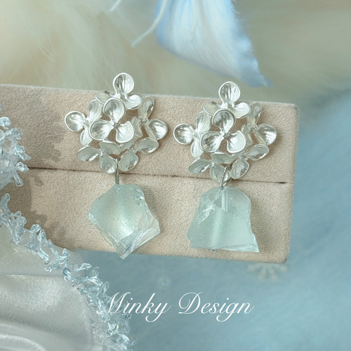 「花信」春夏新款花朵耳环蚊香盘耳夹无耳洞耳钉气质日常百搭耳饰