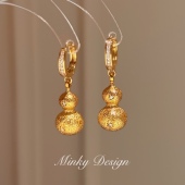 「金闪葫芦」金色葫芦耳坠女士轻奢气质蚊香盘耳夹秋冬无耳洞耳饰