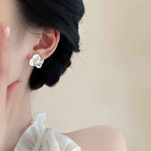 「清冷小花」超好看精致花朵耳饰女蚊香盘耳夹简约耳钉清冷感耳环