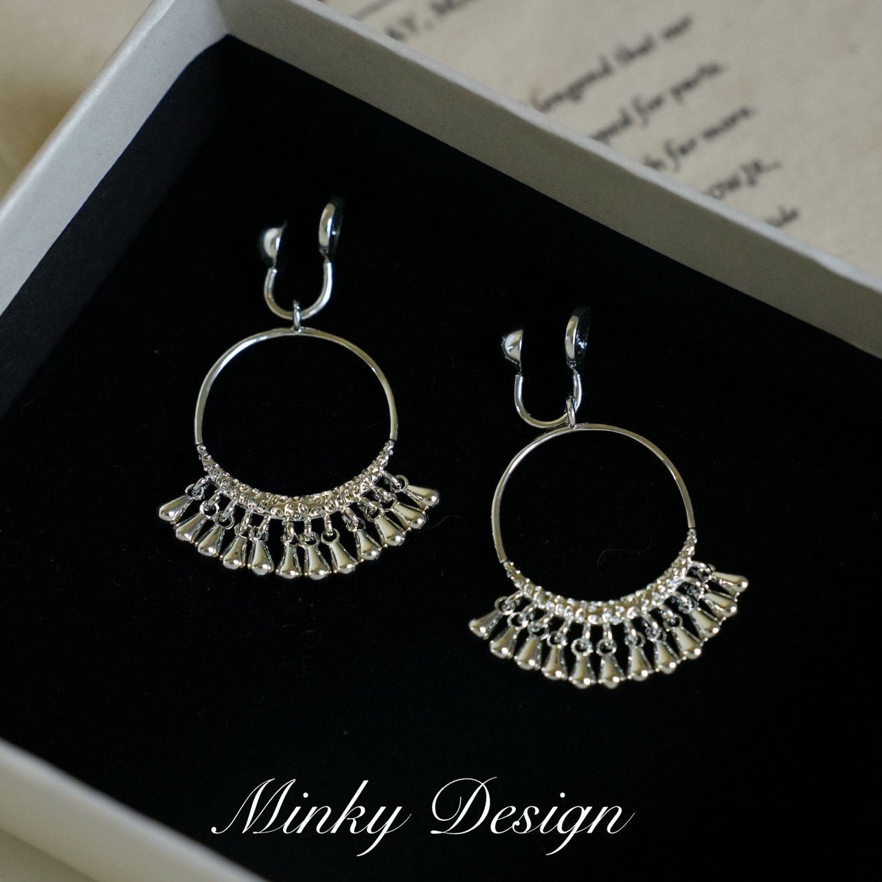 「迷迭香」银色民族风流苏耳环蚊香盘耳夹无耳洞波西米亚耳饰耳钉