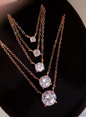 「水泡泡」升级玫瑰金！百搭毛衣链爆闪鼻屎钻项链纯银锁骨链颈链