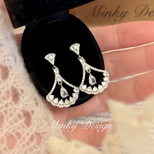 「轻氧少女」气质扇形耳环蚊香盘耳夹无耳洞女漂亮耳钉小香风耳饰