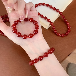 「红韵流转」许我耀眼许妍同款 显白7A天然红玛瑙手链红手串串珠