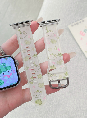 苹果Apple Watch11手表表带适用S10987654321泼墨复古KT猫TPU塑胶