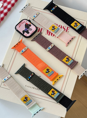 苹果Apple Watch11手表表带适用S1098765432马年贴贴马尼龙魔术贴