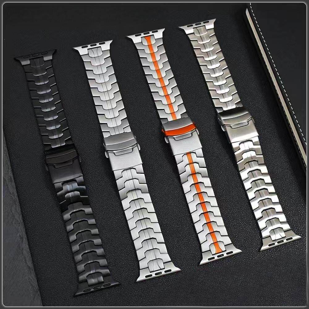 苹果Apple Watch11手表表带适用S98765SEUltra钢铁侠保险扣钛金属